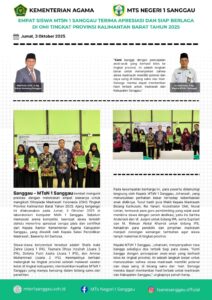 Read more about the article EMPAT SISWA MTSN 1 SANGGAU TERIMA APRESIASI DAN SIAP BERLAGA DI OMI TINGKAT PROVINSI KALIMANTA BARAT TAHUN 2025