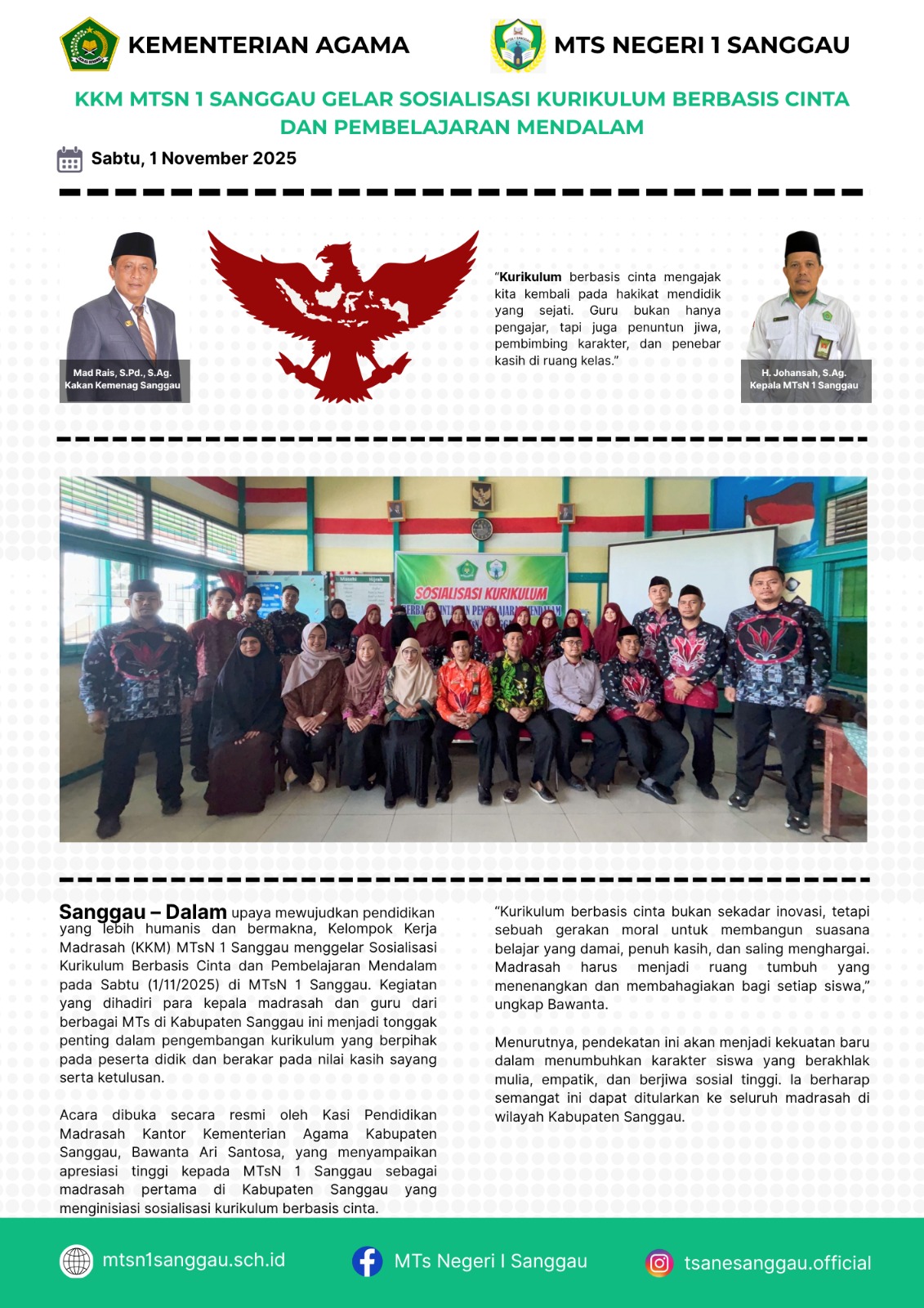 Read more about the article KKM MTSN 1 SANGGAU GELAR SOSIALISASI KURIKULUM BERBASIS CINTA DAN PEMBELAJARAN MENDALAM