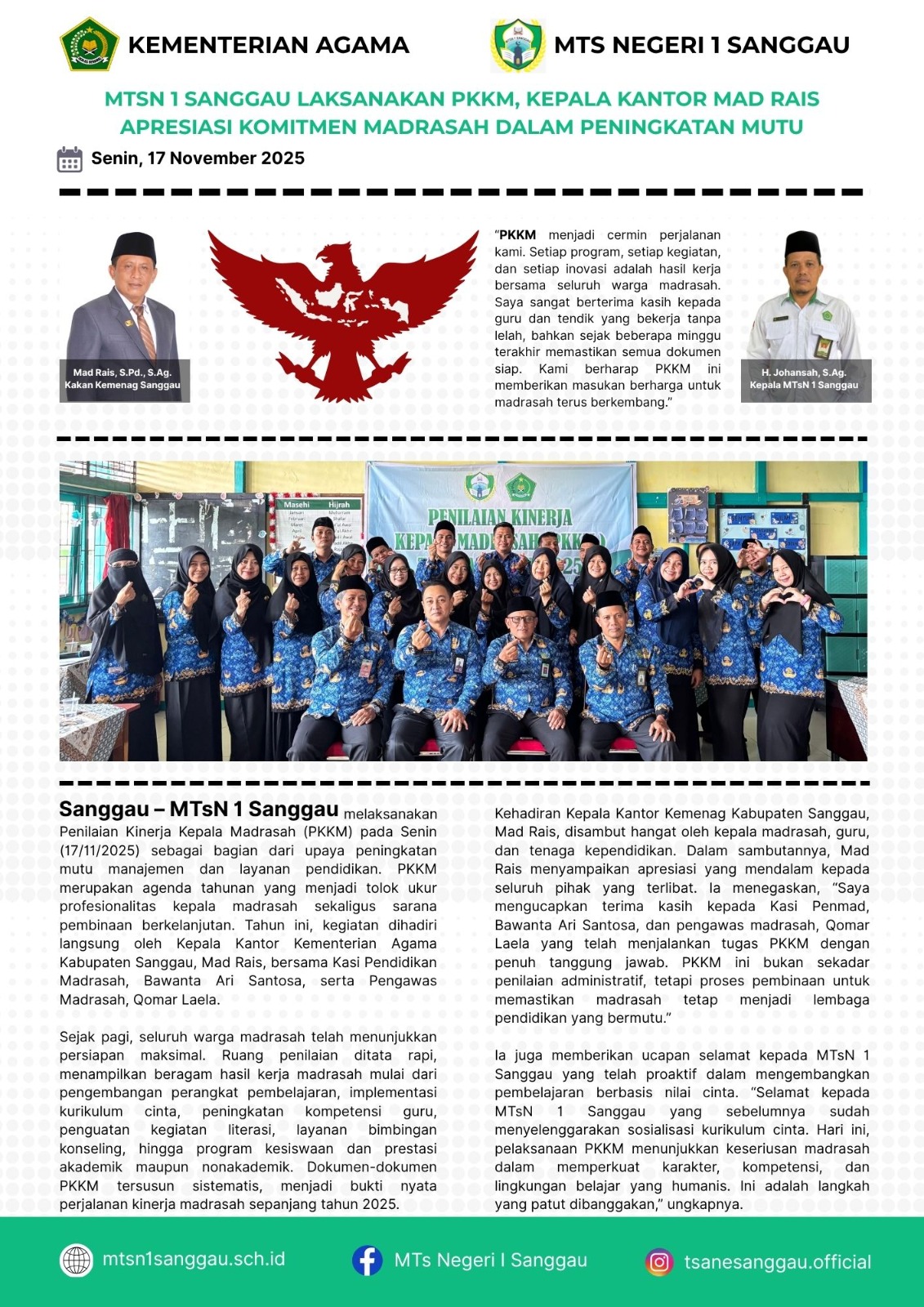 Read more about the article MTSN 1 SANGGAU LAKSANAKAN PPKM,KEPALA KANTOR MAD RAIS APRESIASI KOMITMEN MADRASAH DALAM PENINGKATAN MUTU