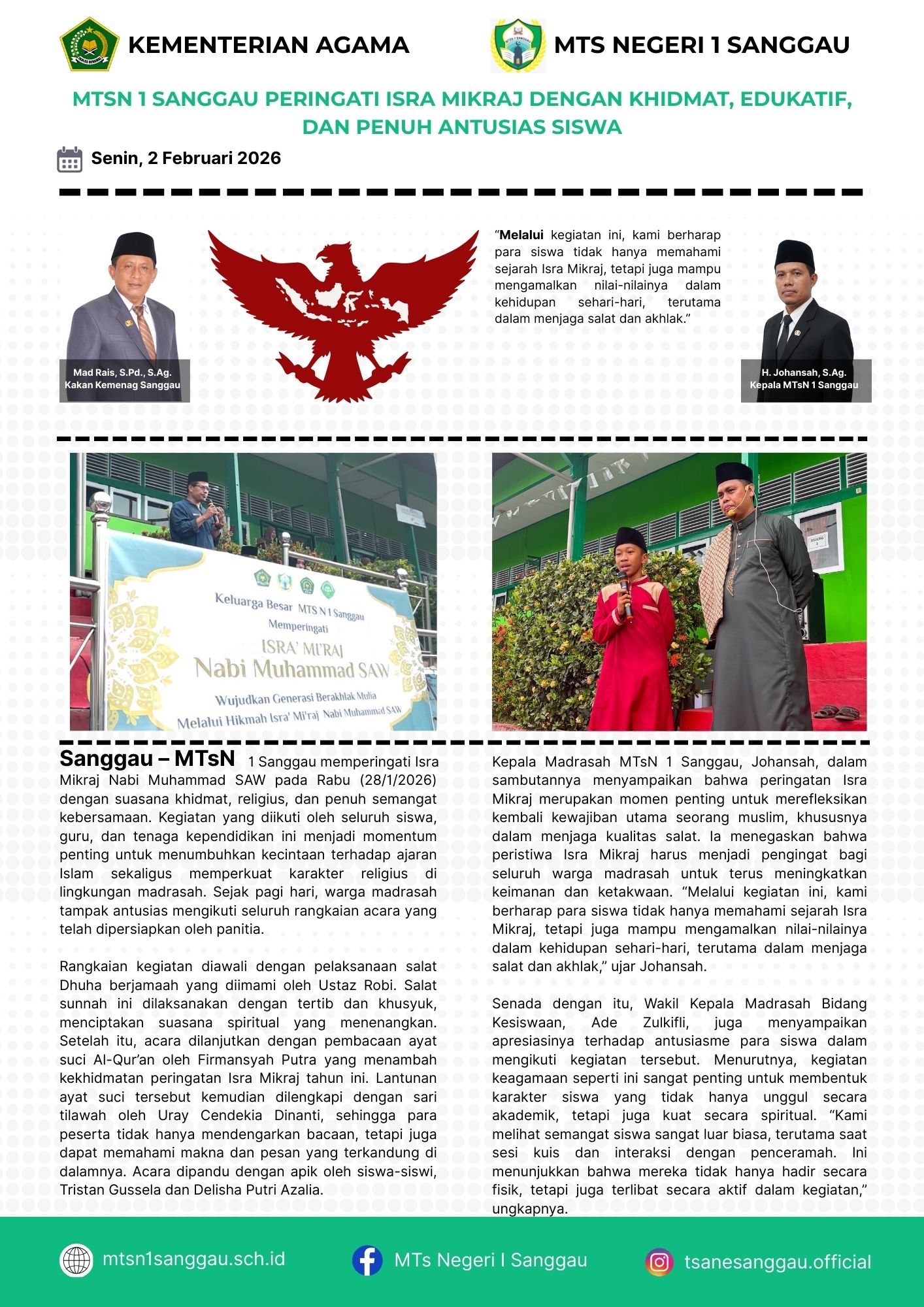 Read more about the article MTSN 1 SANGGAU PERINGATI ISRA MIKRAJ DENGAN KHIDMAT, EDUKATIF, DAN PENUH ANTUSIAS SISWA