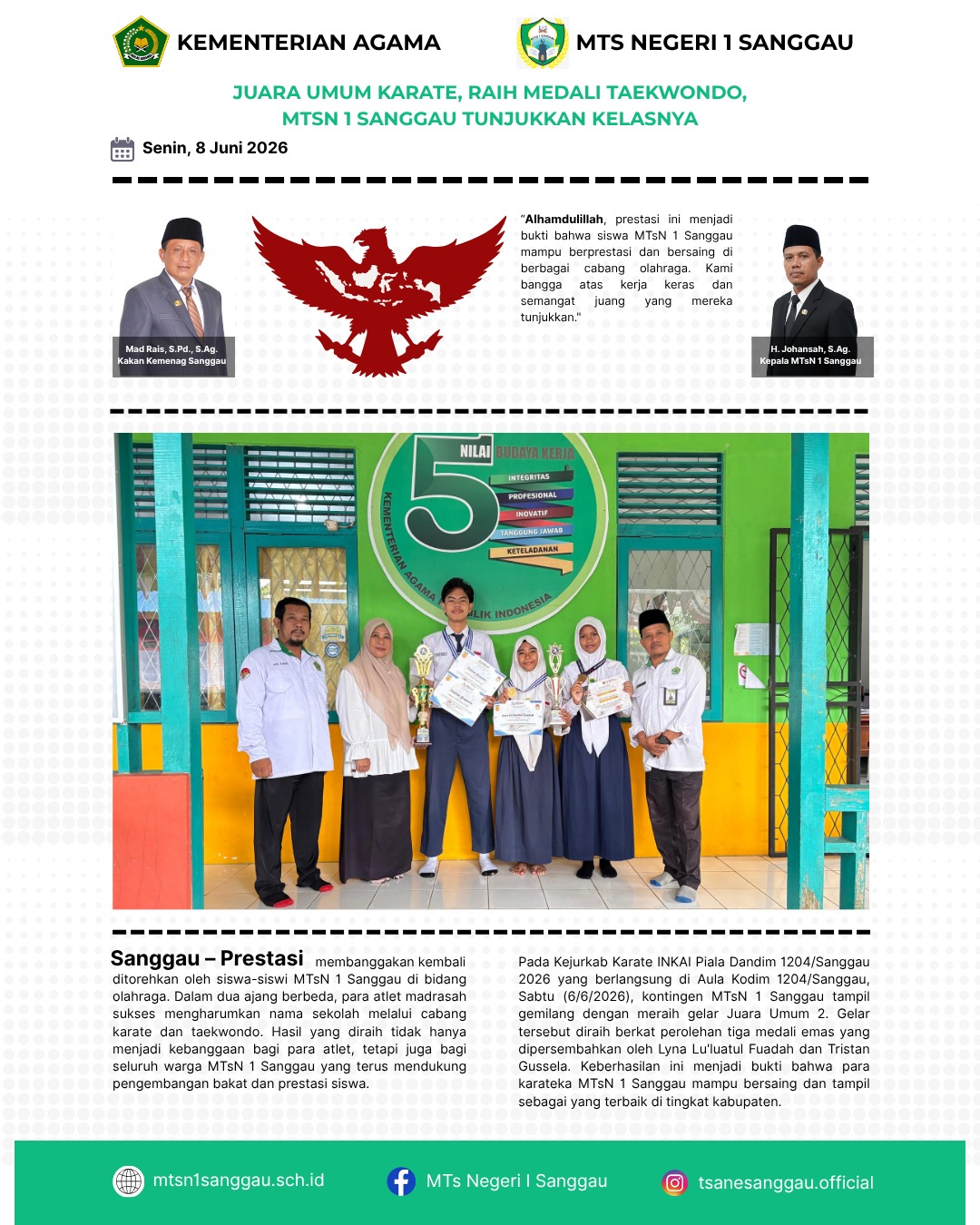 Read more about the article JUARA UMUM KARATE, RAIH MEDALI TAEKWONDO, MTSN 1 SANGGAU TUNJUKKAN KELASNYA