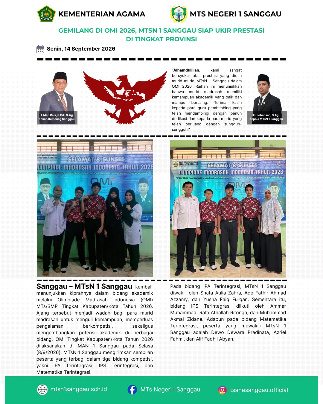 You are currently viewing GEMILANG DI OMI 2026, MTSN 1 SANGGAU SIAP UKIR PRESTASI DI TINGKAT PROVINSI